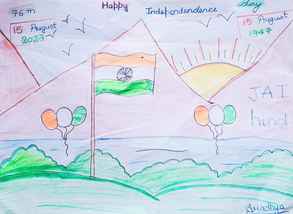 Independence Day drawings by Miss Aradhya