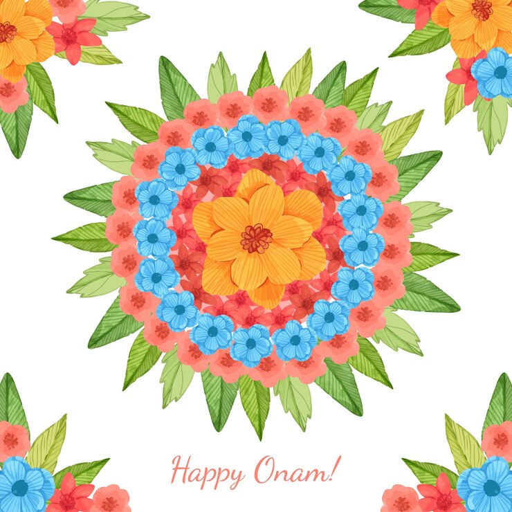 Onam Rangoli Designs with Flowers